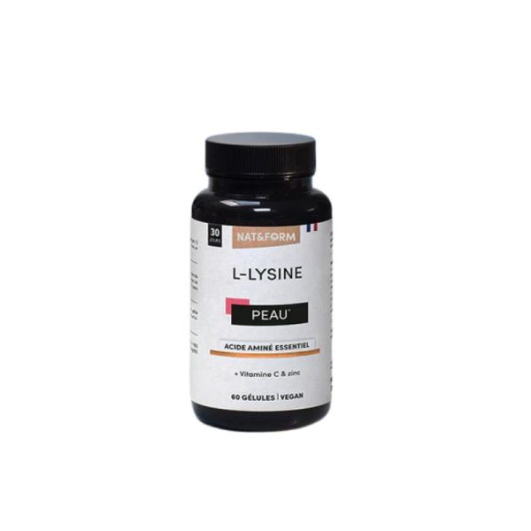 L-Lysine 1000 mg 60 gélules | NAT&FORM | Peau