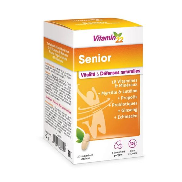 Vitamin’22 Senior | Vitalité & défenses naturelles 50 ans et + | 30 comprimés