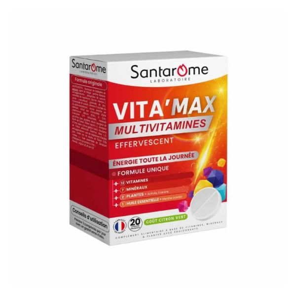 Santarome Vita'Max Multivitamines Effervescent | Énergie et vitalité |20 comprimés