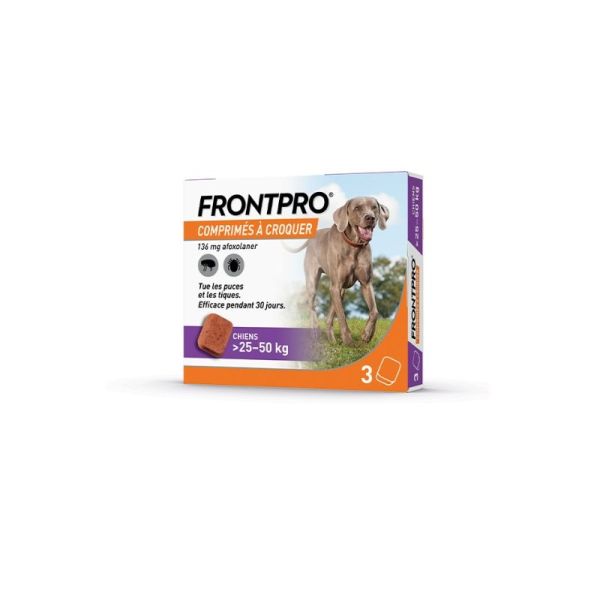 Frontpro 136 mg comprimé antipuces et antitiques | Chien de 25 à 50 kg