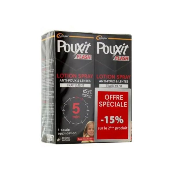 Duo Pouxit Flash Lotion Anti-Poux & Lentes 2 x 150 ml | Offre spéciale lot de 2