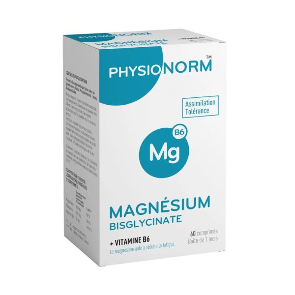 PHYSIONORM™ Magnésium Bisglycinate, et Vitamine B6 | 60 comprimés | fatigue et stress