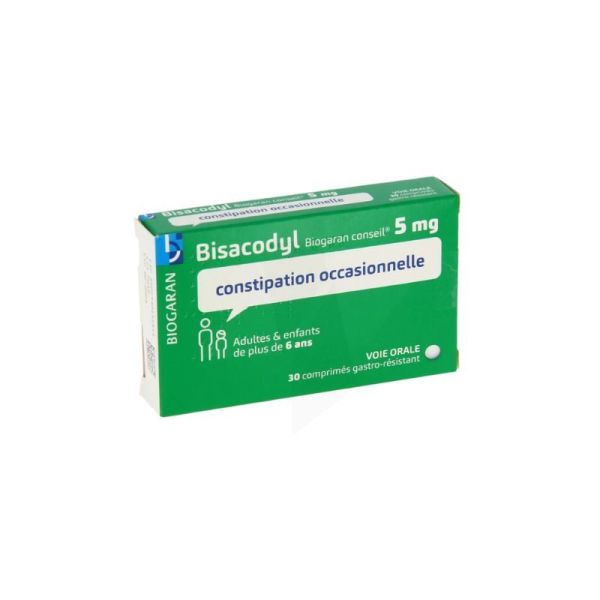 Bisacodyl 5 mg 30 comprimés Biogaran • Laxatif