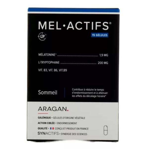 MEL•ACTIFS® Gélules | Mélatonine LP et L-tryptophane | 15 gélules