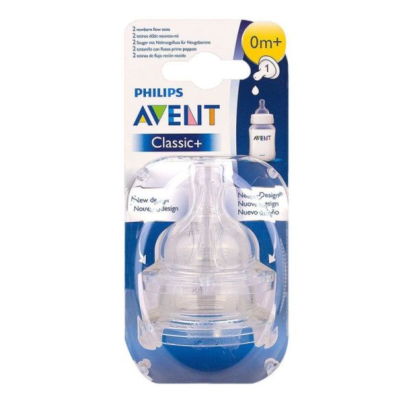 AVENT - Tétines X2 - Débit nouveau-né - Classic+ Anti-colique - 0m +