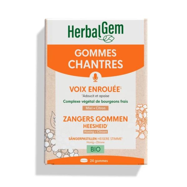 HerbalGem Gommes Chantres Bio | 24 gommes pour la voix et les cordes vocales