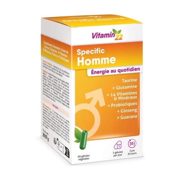 Vitamin’22 Specific Homme | fatigue et perte d'énergie | 60 gélules végétales