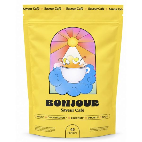 Bonjour Saveur Café | Boisson aux Plantes et Champignons | 45 Portions 270 g