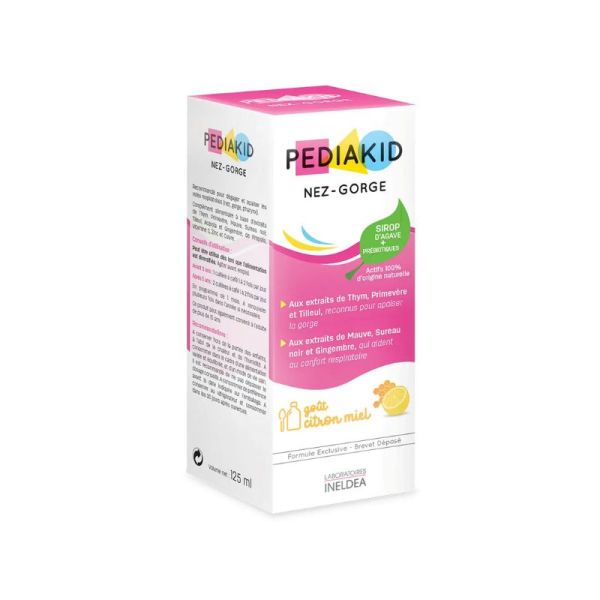 Pediakid Sirop Nez Gorge | Miel citron | gorge irritée et nez bouché | 125ml