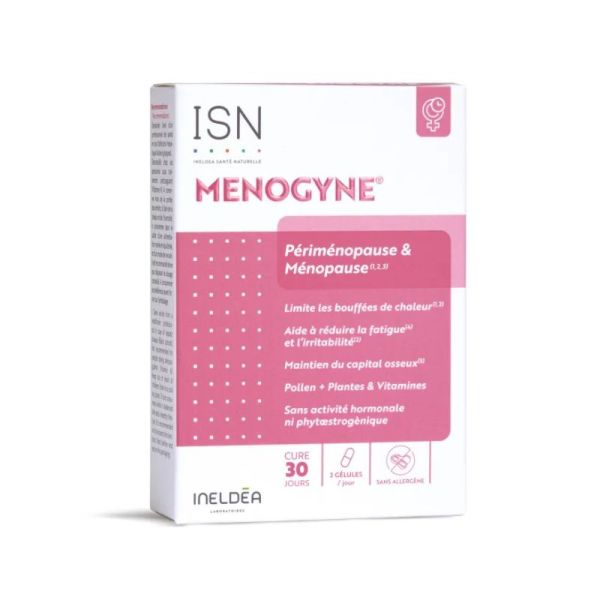 Menogyne Périménopause et Ménopause | bouffées de chaleur ménopause | 60 gélules végétales
