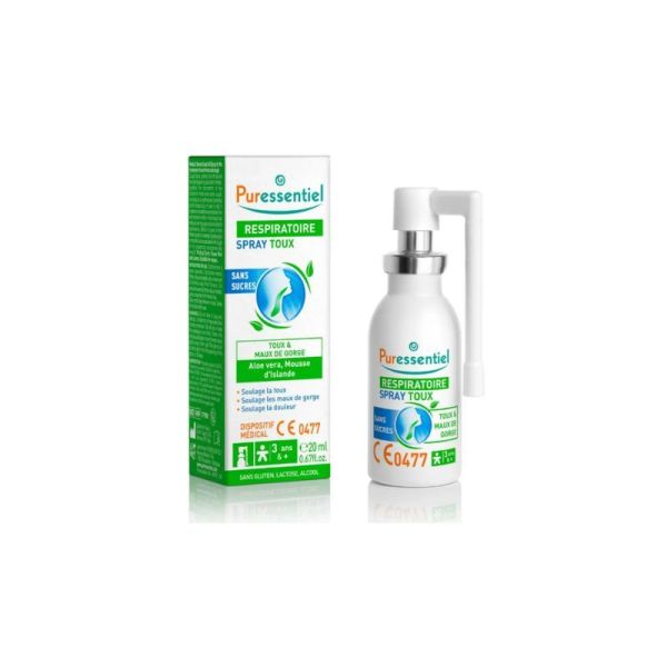 Puressentiel Respiratoire Spray Toux Sans Sucres 20 ml | Toux et gorge irritée