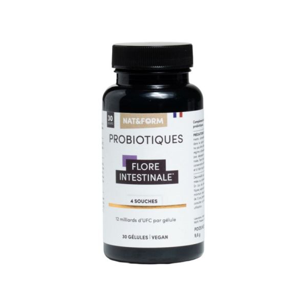 Nat&Form Probiotique Flore intestinale 60 gélules | Digestion et transit intestinal