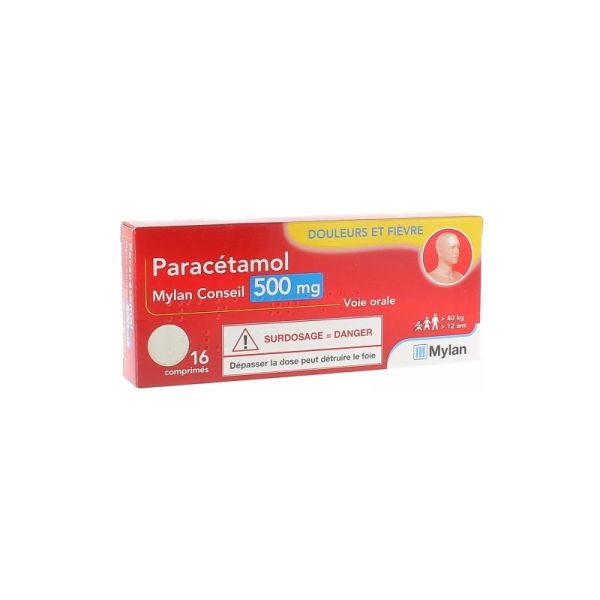 Paracétamol 500 mg comprimés x16 : douleur et fièvre dès 27 kg
