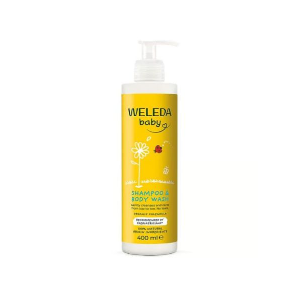 Shampooing et Crème de Douche bébé | Calendula Weleda Baby | 400 ml