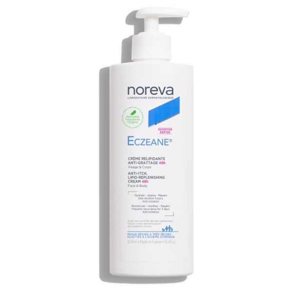 Noreva Eczeane Crème relipidante anti-grattage 48H | Ecéma atopique | 400 ml