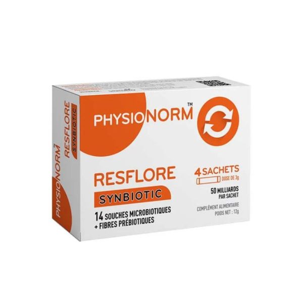 Physionorm™ Resflore | 50 milliards de ferments lactiques et fibres | 4 sachets | microbiote intestinal