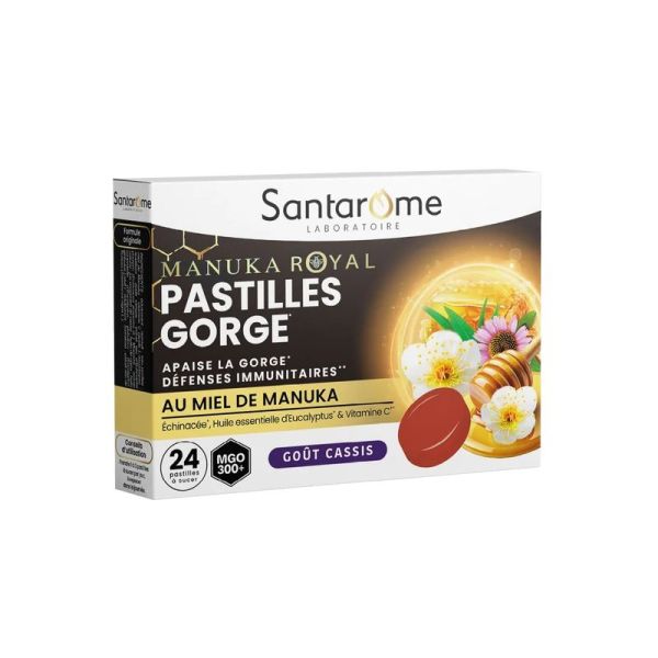 Santarome Manuka Royal | Pastilles gorge au miel de Manuka | 24 pastilles