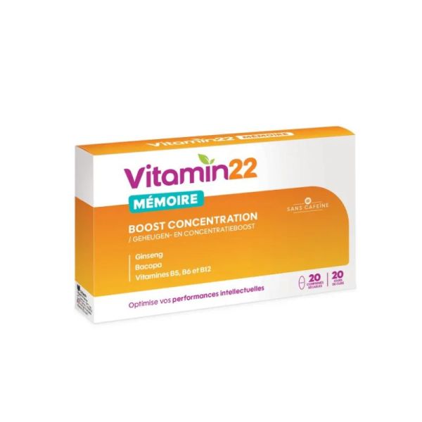 Vitamin’22 Mémoire Boost Concentration & performances intellectuelles | 20 comprimés