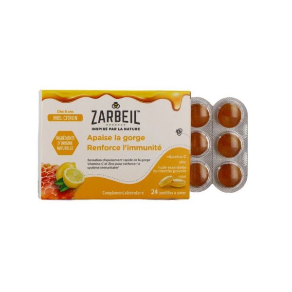 Zarbeil Gorge & Immunité Miel Citron | 24 pastilles