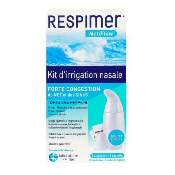 Rhinicur - Douche Nasale + Sel de Rinçage Nasal Pour Enfants, 4 sachets