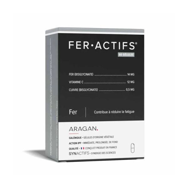 FER•ACTIFS® | Fer bisglycinate, vitamine C et cuivre | 60 gélules