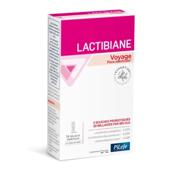 Lactibiane Voyage PiLeJe | Probiotiques 20 milliards pour le voyage | 14 gélules