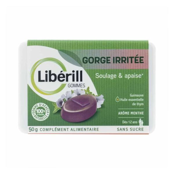 Libérill Gommes Gorge Irritée | Guimauve et thym | Sans sucre | 50 g