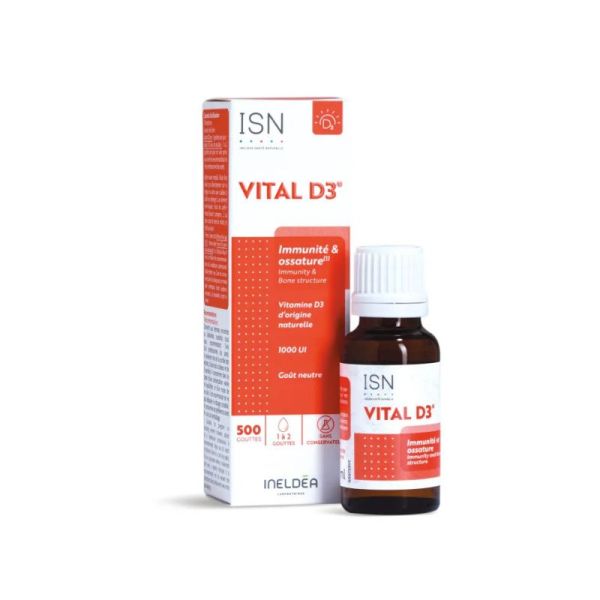 VITAL D3® | Vitamine D3 naturelle 1000 UI pour l’immunité et les os | 20 ml