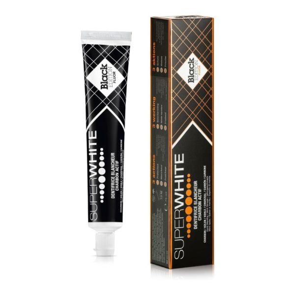 Superwhite Black Edition Dentifrice | Charbon actif et blancheur quotidienne | 75 ml