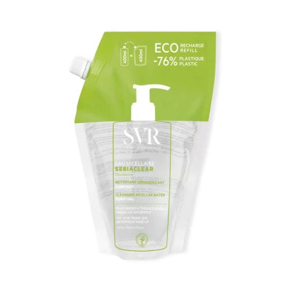 SVR Sebiaclear Recharge Eau Micellaire 400 ml | Nettoie et purifie les peaux grasses