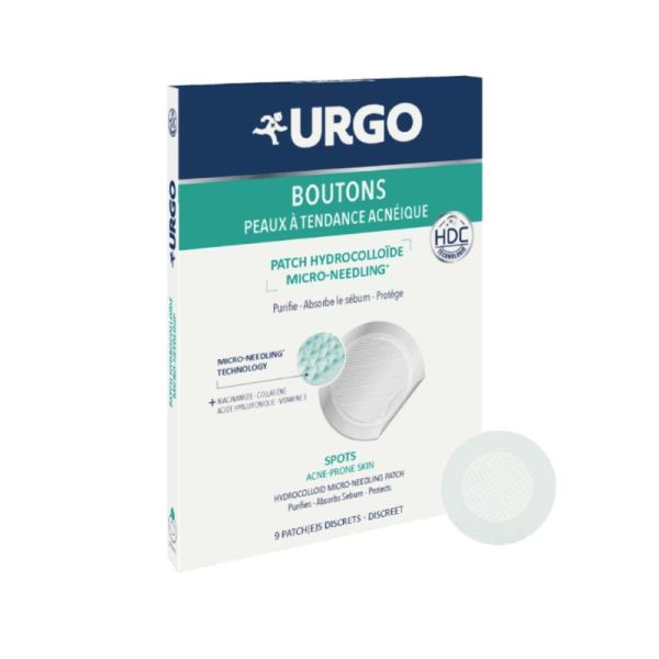 Patchs anti-boutons micro-needling URGO | 9 patchs | imperfections ados et adultes