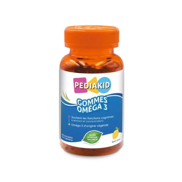 PEDIAKID Gommes Oméga 3 au lin | dès 3 ans | Booste la mémoire | 60 oursons