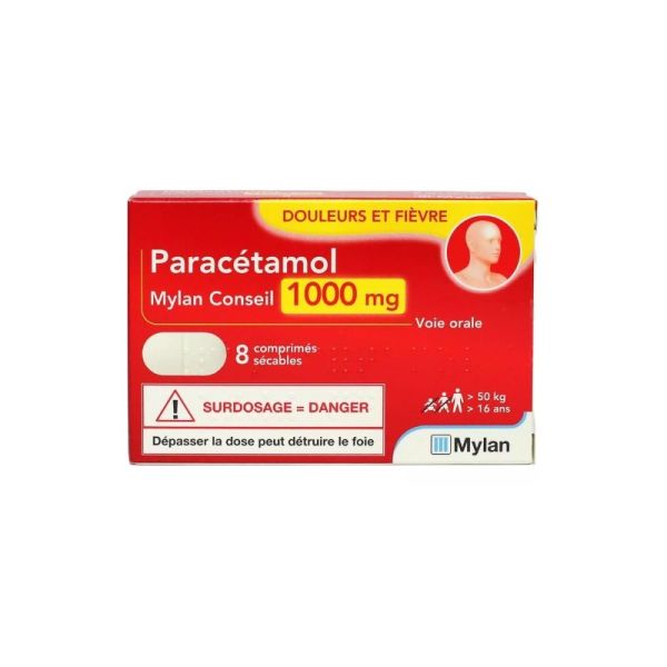 Paracétamol 1000 mg comprimés sécables x8 : douleur et fièvre chez l’adulte