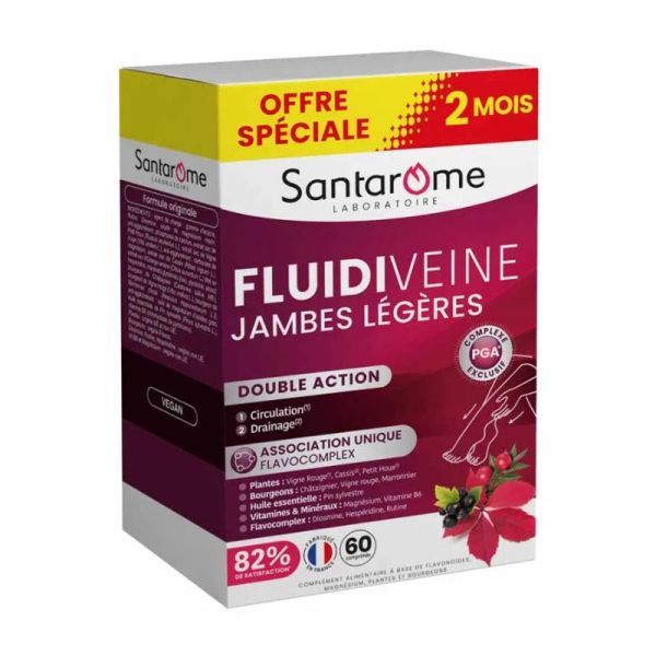 Santarome Fluidiveine Jambes Légères | 60 comprimés pour circulation et confort veineux