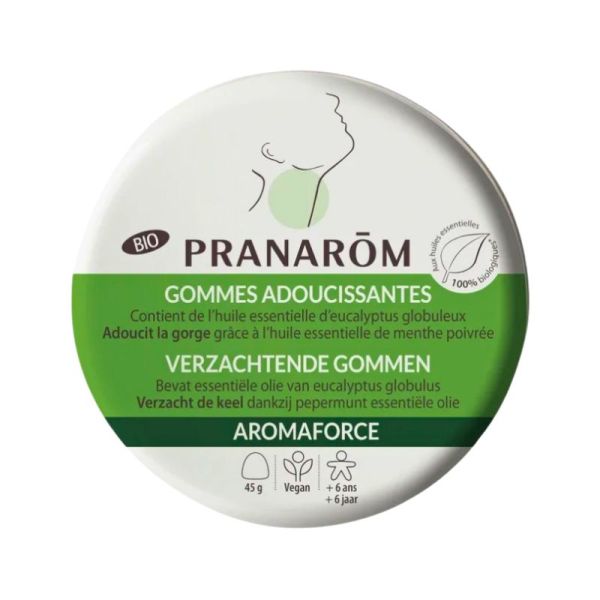Pranarôm Aromaforce | Gommes Menthe-Eucalyptus Bio | 45 g
