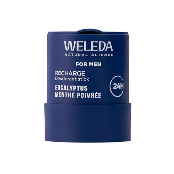 Weleda Recharge Déodorant Stick For Men | Eucalyptus Menthe Poivrée | efficacité 24h | 50 g