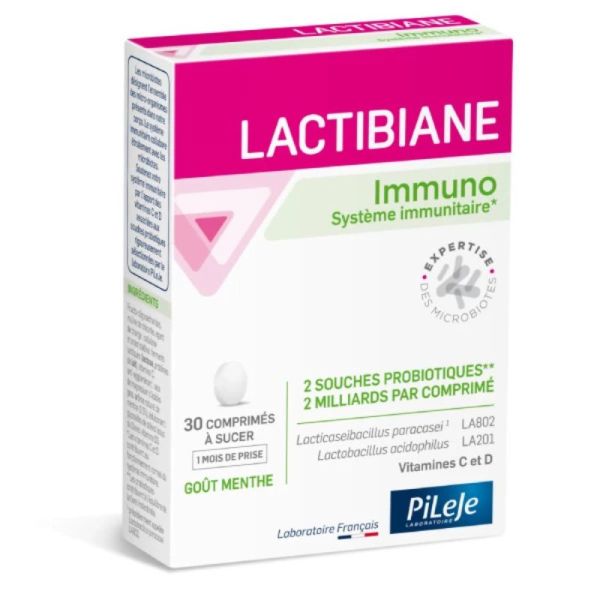 Lactibiane Immuno | Système immunitaire & défenses naturelles | 30 Comprimés à Sucer Goût Menthe