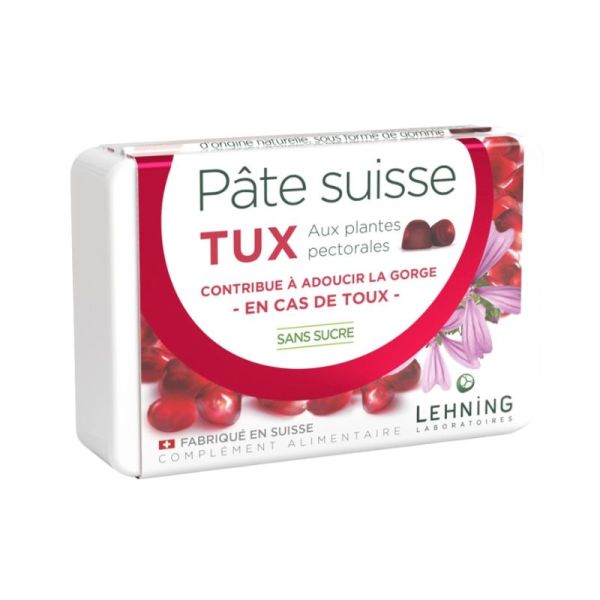 Lehning Pâte Suisse TUX | 40 gommes sans sucre pour la toux