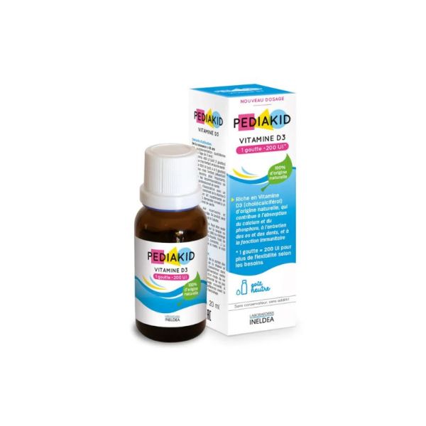PEDIAKID Vitamine D3 200 UI dès la naissance | Os, dents, système immunitaire | 20 ml