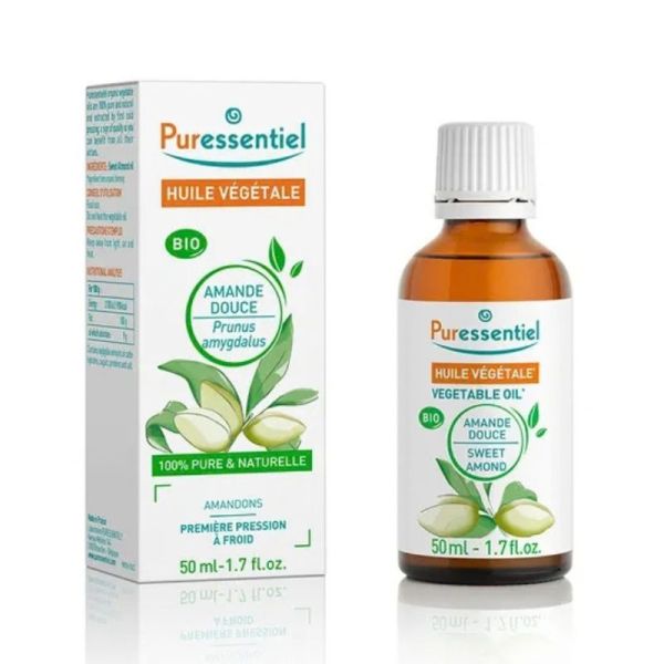 Puressentiel Huile Végétale BIO Amande Douce | Peaux sèches, sensibles et irritées | 50 ml
