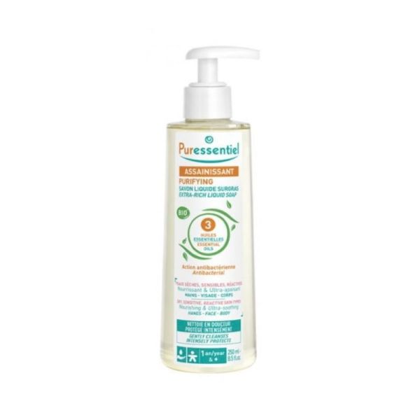 Puressentiel Savon Liquide Surgras | Peaux sèches, sensibles et réactives | 250 ml
