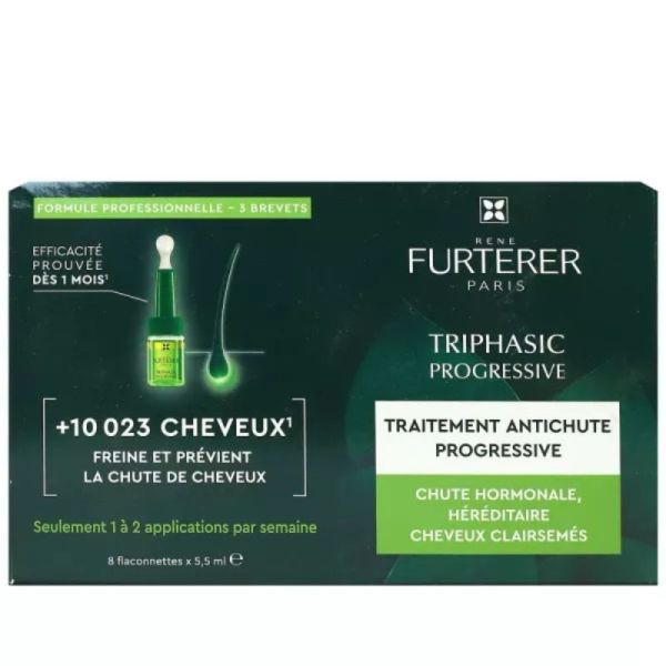 Triphasic Progressive | Traitement antichute progressive et densité | René Furterer | 8 x 5,5 ml
